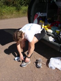 Jenny changing shoes